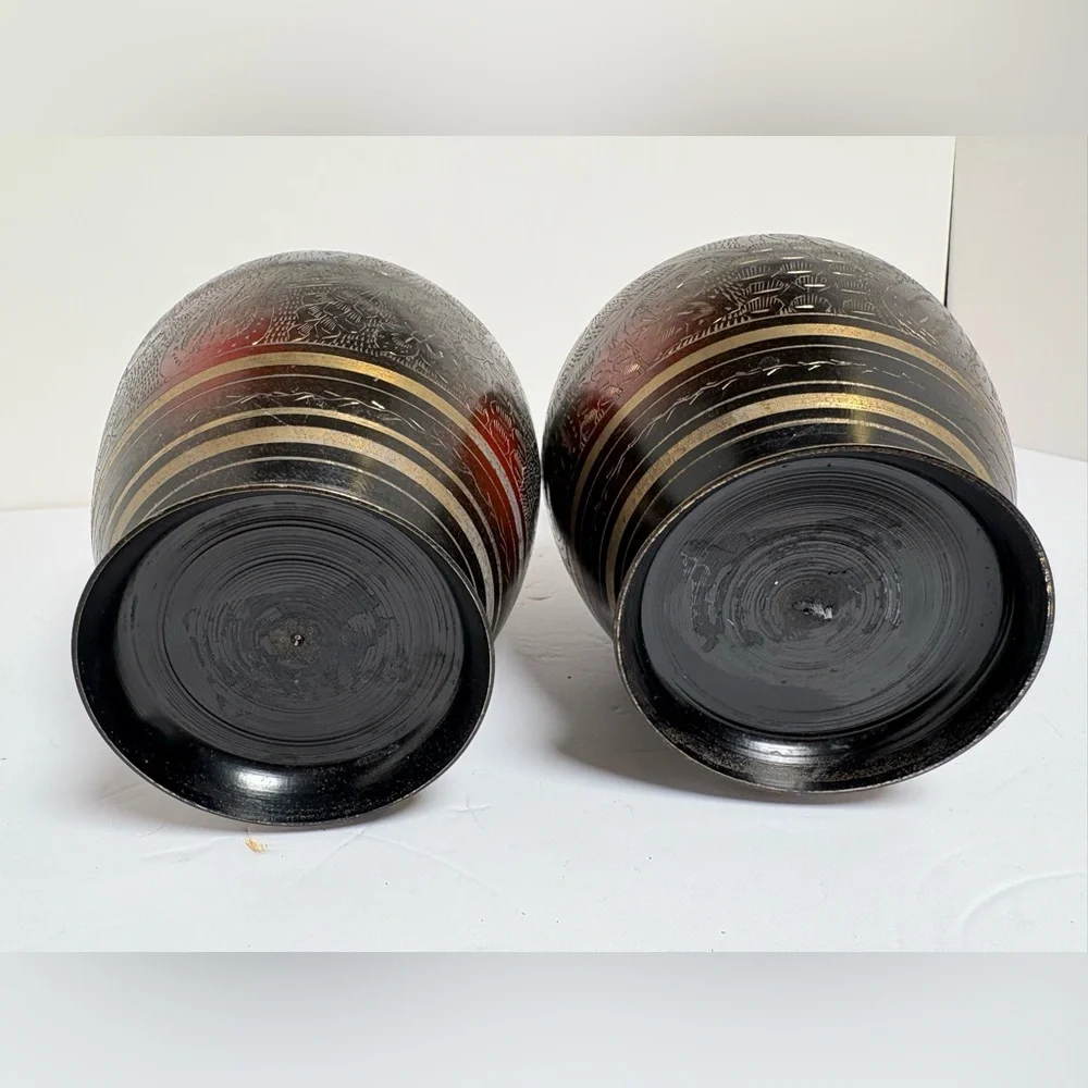 Vintage Asian Peacock/Floral Decorative Vases